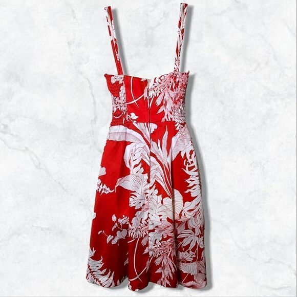 Andrade Honolulu Hawaiian Vintage 1970's Floral Red & White Spaghetti Mini Dress - Picture 4 of 6